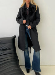 Hallyn Faux Fur Collar Coat Black
