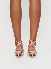 Clio Satin Pointed Toe Heels Baby Pink