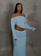 Ravira Wide Neck Knit Sweater Blue