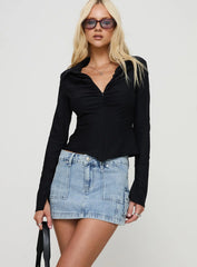 Pacific Coast Denim Cargo Skirt Light Wash