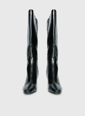 Sawyer Knee High Boots Black Crinkle