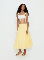 Vence Ruched Maxi Skirt Lemon Yellow