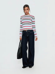 Briette Long Sleeve Top Blue Red Stripe
