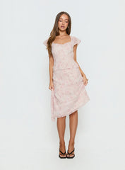 Avaline Asymmetrical Midi Skirt Pink