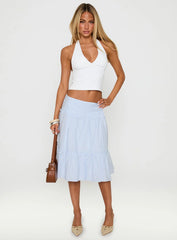 Cascades Low Rise Midi Skirt Blue White Stripe
