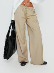 Ketrina Tie Waist Pants Beige Plaid