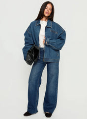 Fawcett High Rise Straight Leg Jeans Dark Blue Wash