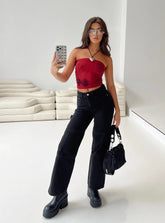 Thomson High Rise Wide Leg Cargo Jeans Black