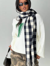 Closed Eyes Scarf Black White Check