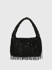 Kiss Goodbye Beaded Tassel Bag Black