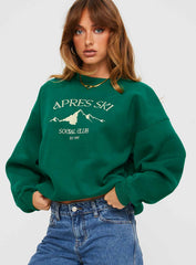 Apres Ski Crew Neck Sweatshirt Green Cream