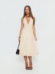 Morganne Halter Plunge Midi Dress Butter