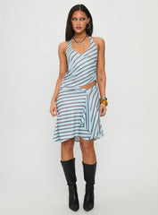 Esmeray Midi Skirt Blue Stripe