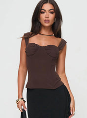 Kyrie Longline Corset Top Brown