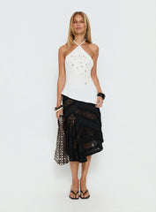 Bonanza Asymmetrical Halter Top White