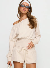Cassey Off Shoulder Slouchy Jumper Cream