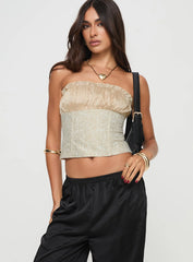 Fire For You Strapless Top Gold