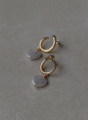 Ravi Heart Earrings Gold / White
