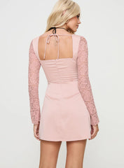 Markwell Long Sleeve Mini Dress Pink