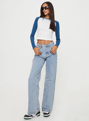 Markey Long Sleeve Top White / Blue