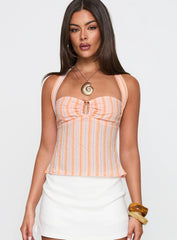 Isabetta Halter Top Orange Stripe