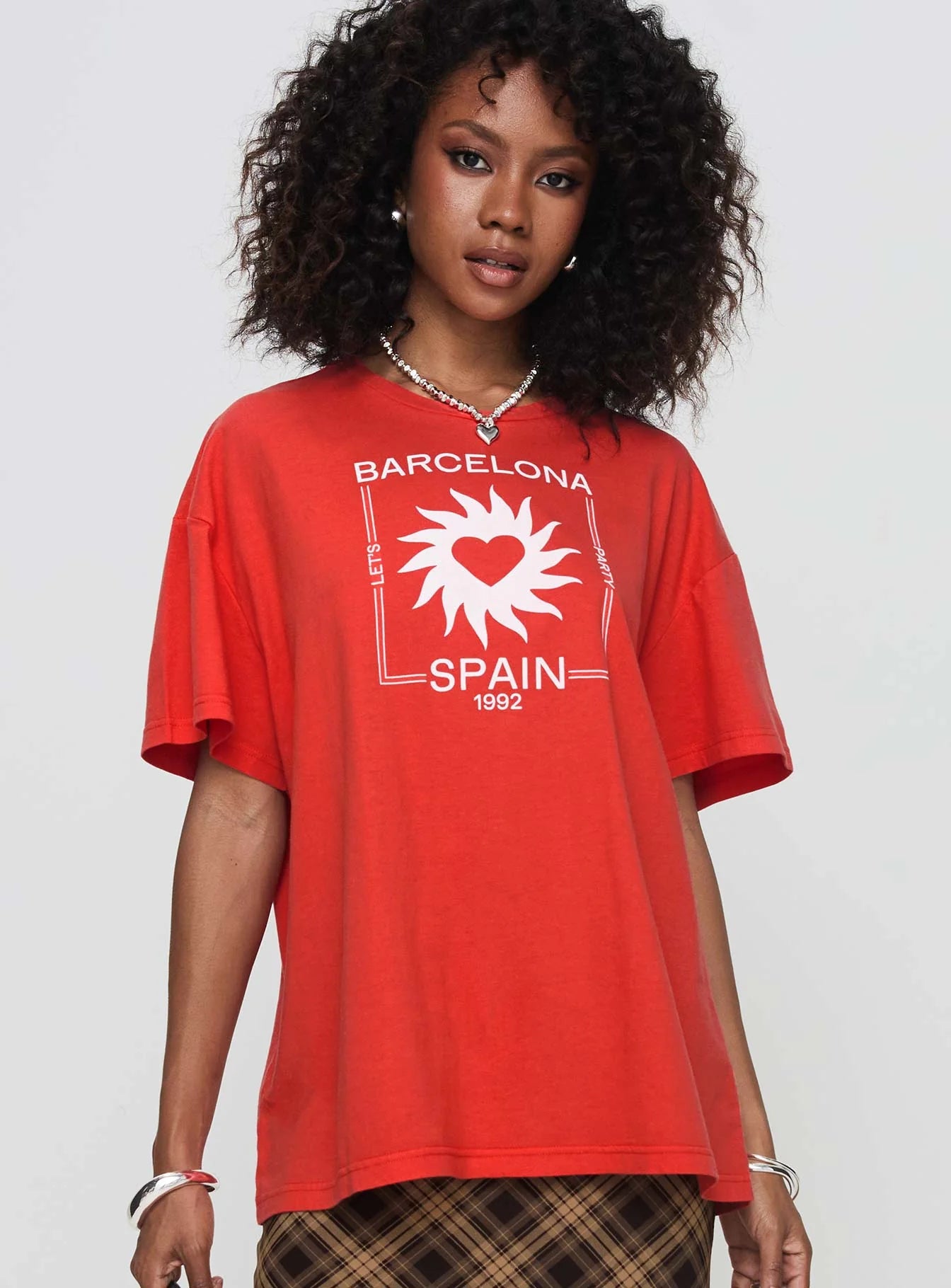 Party In Barcelona Oversized Tee Red