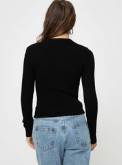 Gleeson Square Neck Long Sleeve Top Black