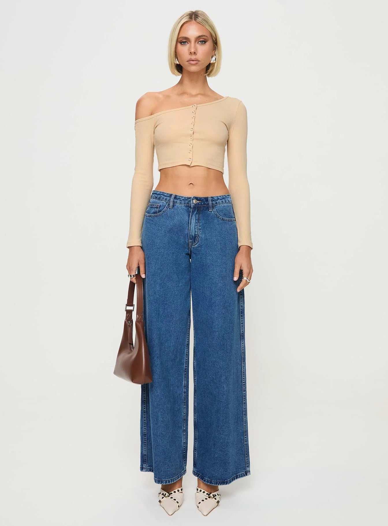 Hisie One Shoulder Top Beige