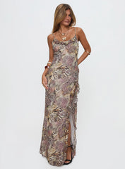 Sympathize Frill Split Maxi Dress Multi