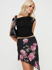 Apricota Mini Skirt Black Floral