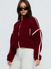 Sammee Polar Fleece Contrast Zip Through Jacket Red