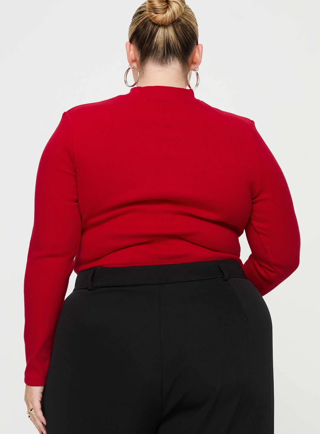 Cathey Long Sleeve Corset Top Red Curve
