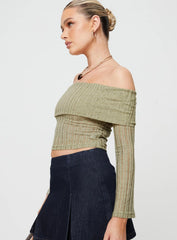 Vosti Off The Shoulder Top Olive