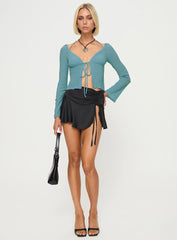 Chantria Long Sleeve Halter Top Blue