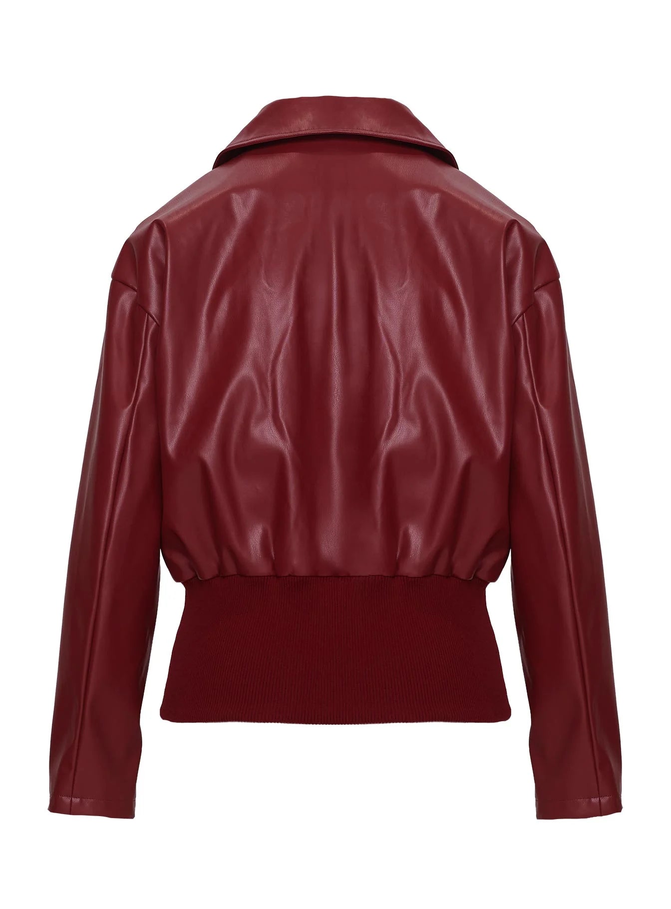 Radio On Blast Faux Leather Bomber Jacket Red