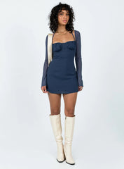 Dyer Sheer Sleeve Mini Dress Navy