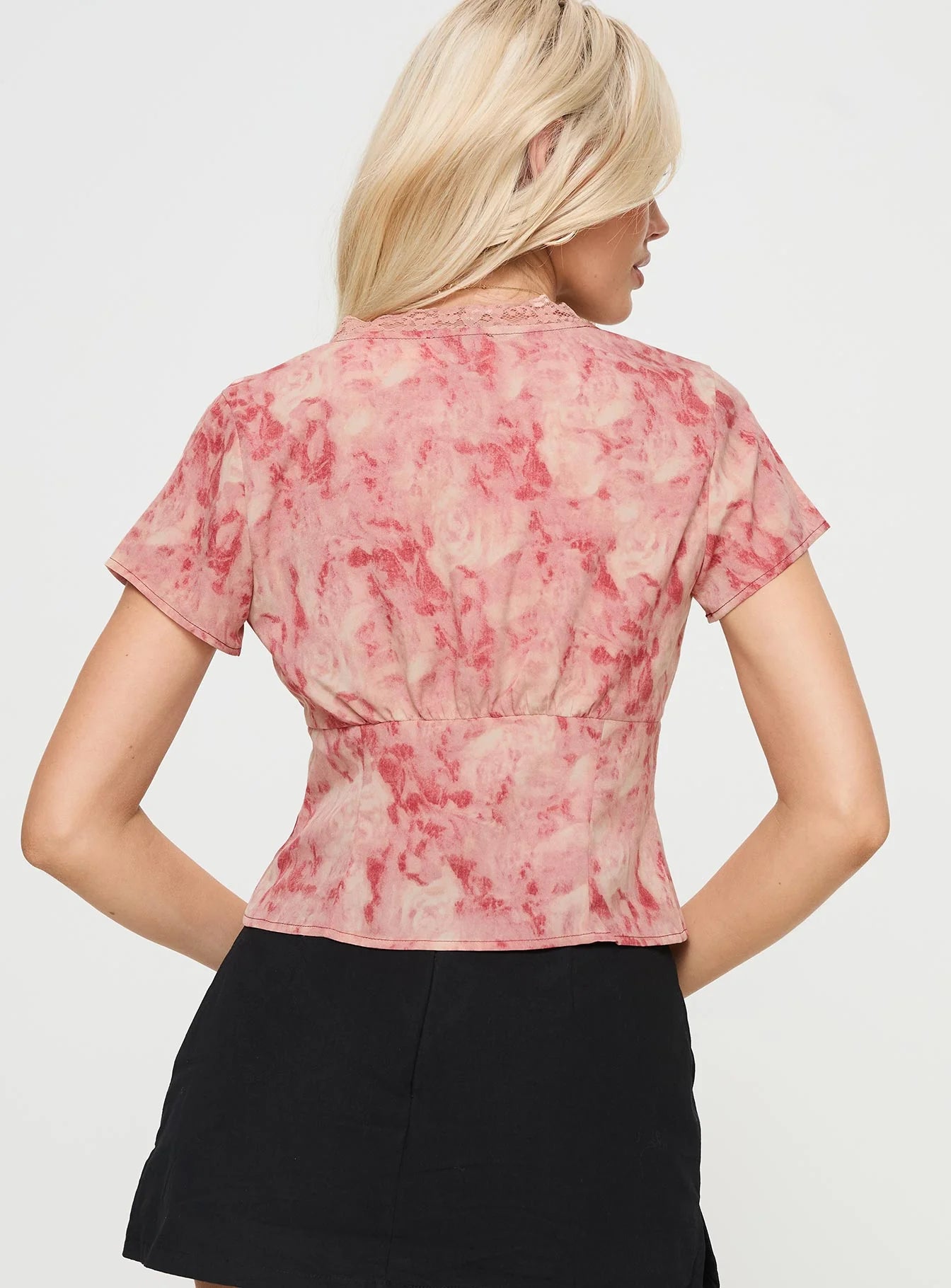 Hunton Short Sleeve Top Pink Floral