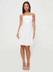 At Last Lace Mini Dress White