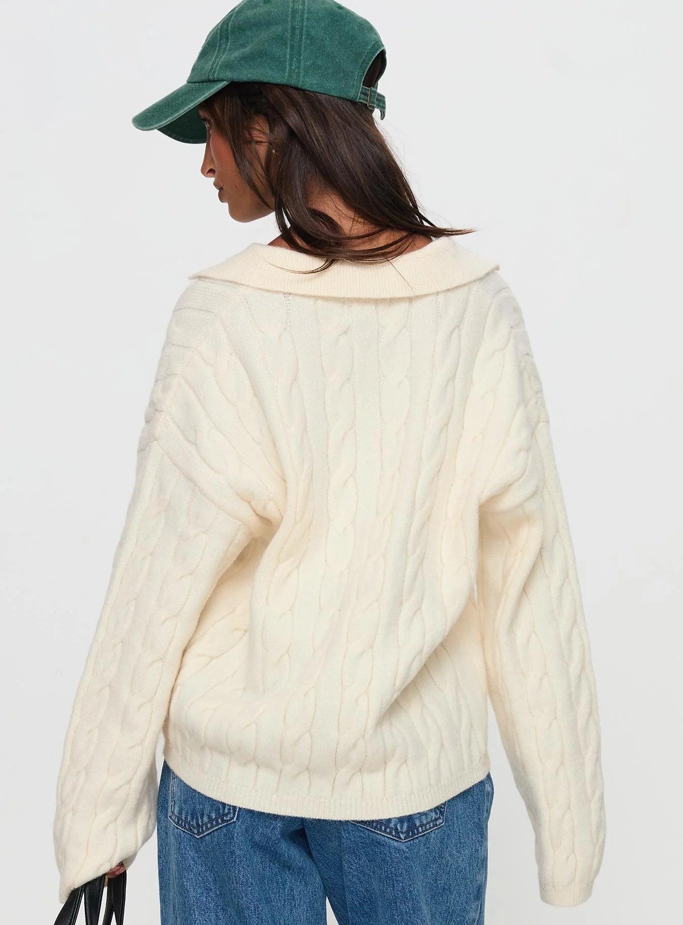 Brodey Collared Cable Knit Sweater Cream