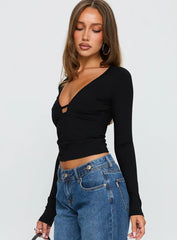Sold On You Long Sleeve Top Black