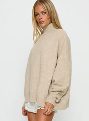 Patrizia Funnel Neck Knit Sweater Beige
