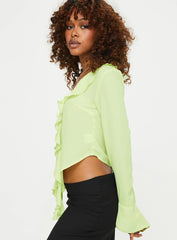 Astred Ruffle Long Sleeve Top Green