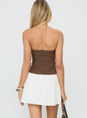 Sicialia Strapless Mini Dress Brown White