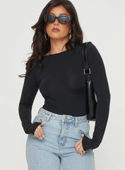 Gatewood Long Sleeve Bodysuit Black Petite