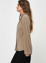 Louie Pleated Shirt Beige