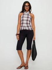 Klossie Halter Button Down Top Multi Check