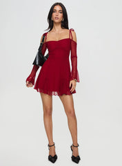 Courtland Off The Shoulder Mini Dress Red