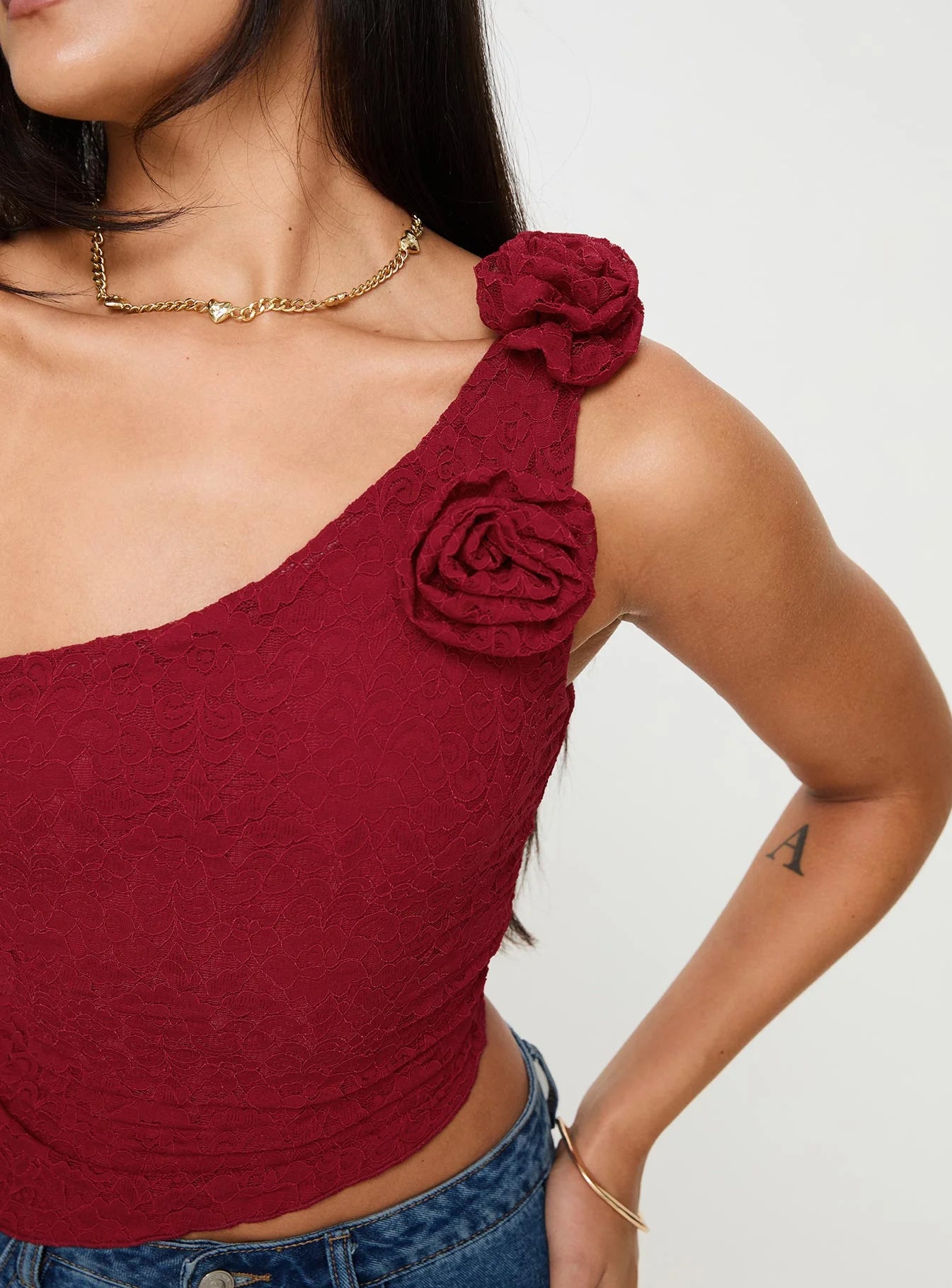 Pillai One Shoulder Top Red