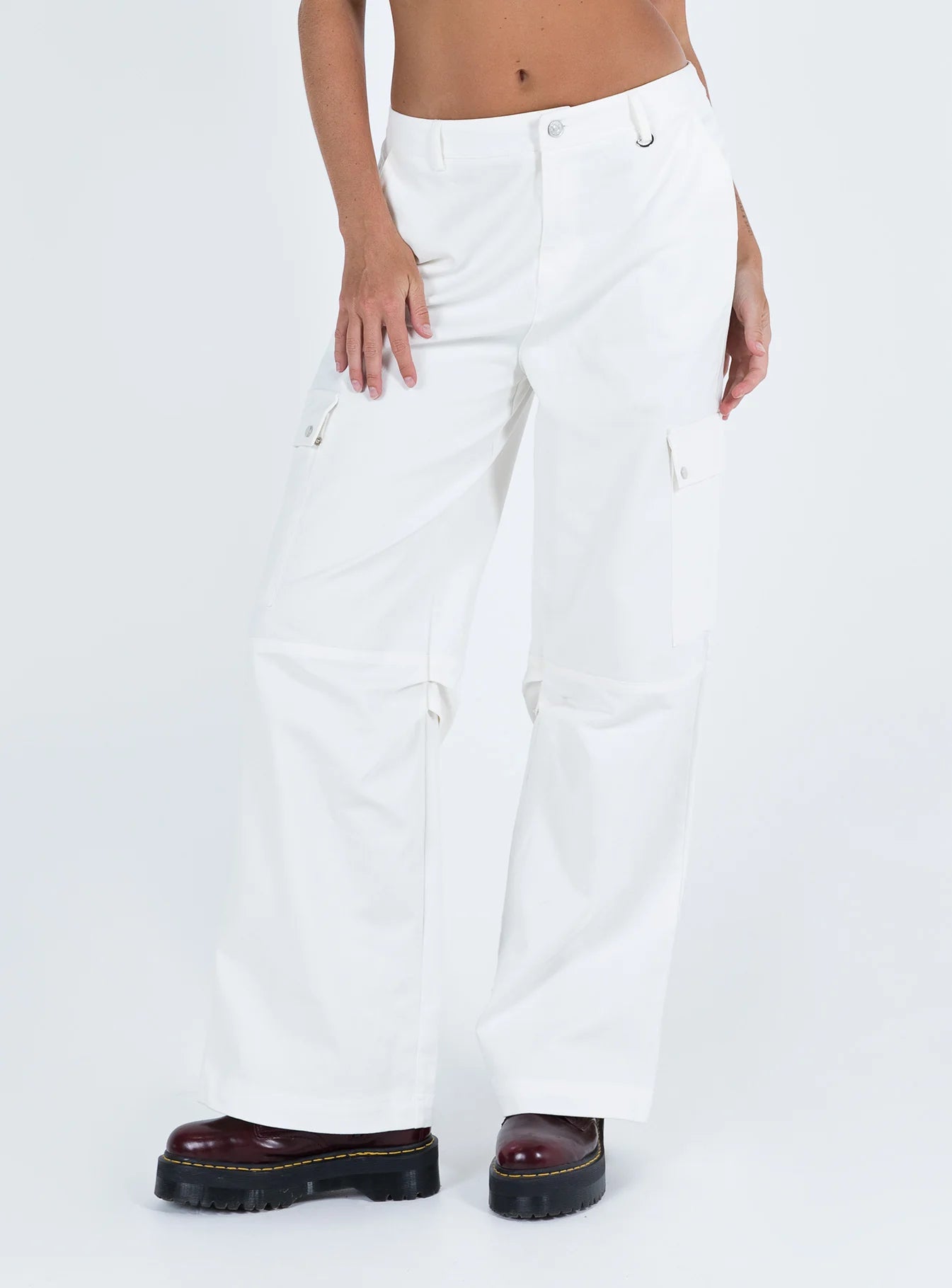 Fallout Mid Rise Cargo Pants White Tall