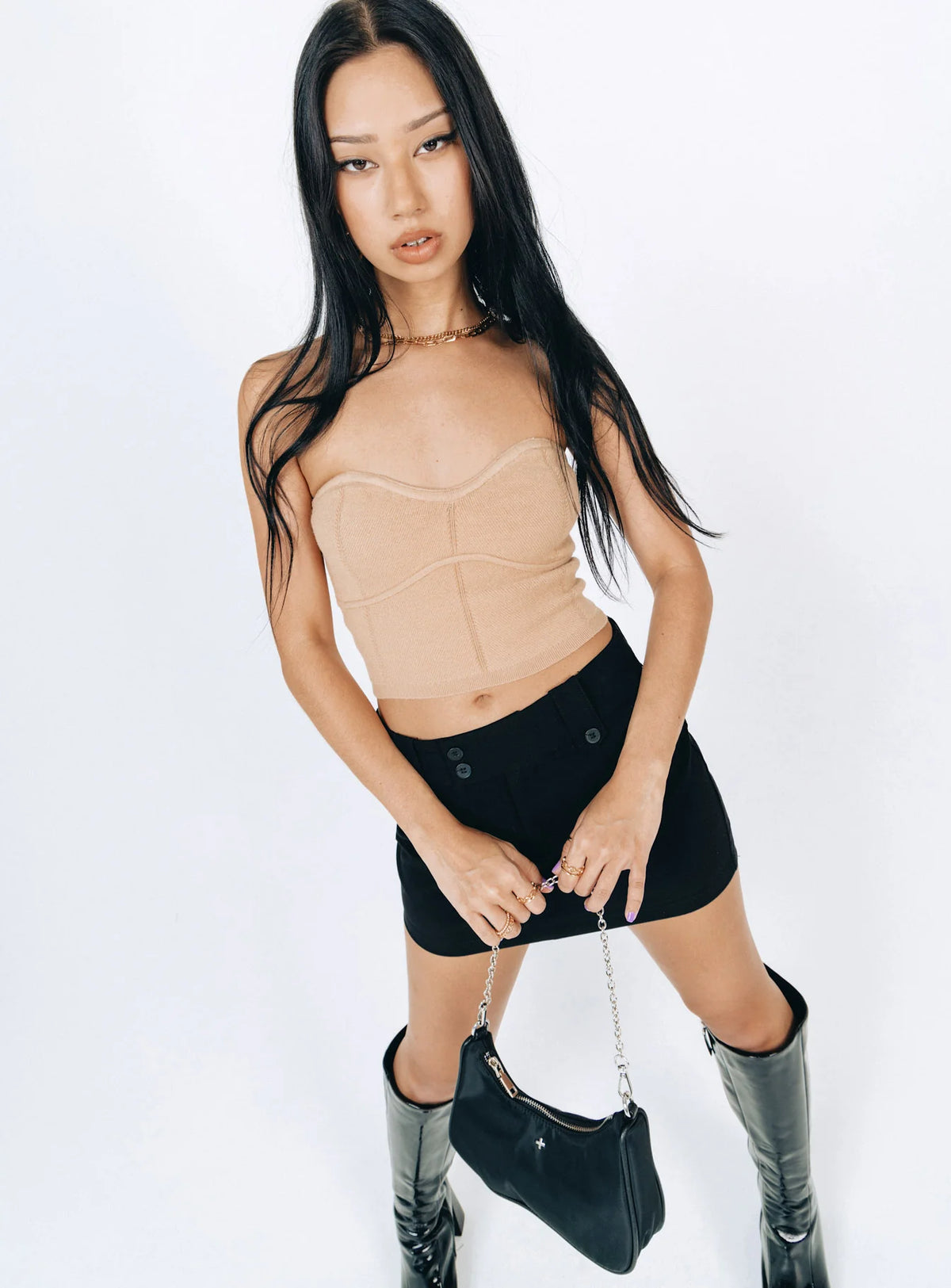 Tatum Strapless Top Beige